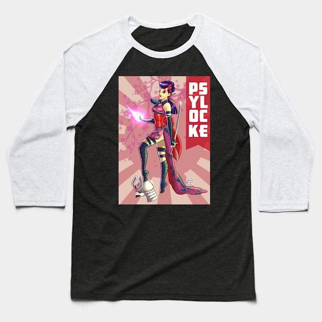 Psylocke Bombshell Baseball T-Shirt by sergetowers80